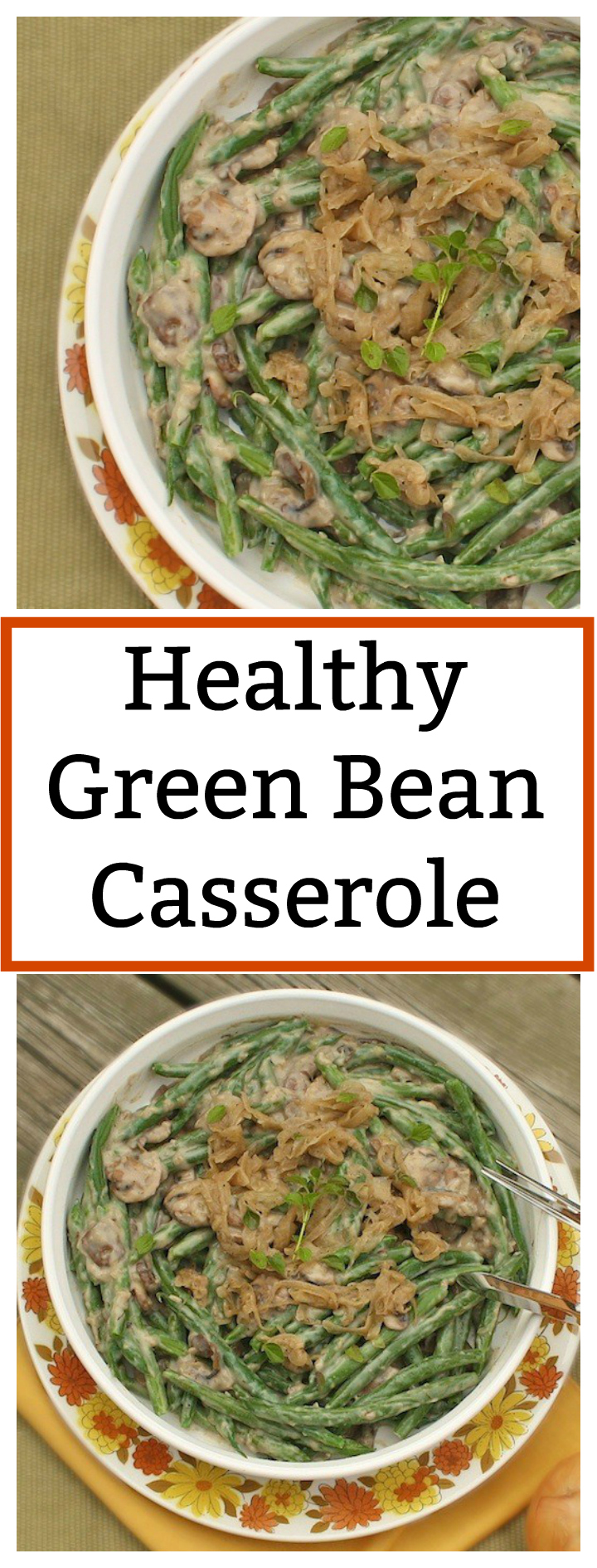 No canned cream soup. But just as easy. A new family favorite: HEALTHY GREEN BEAN CASSEROLE | @TspCurry - More healthy recipes at Teaspoonofspice.com