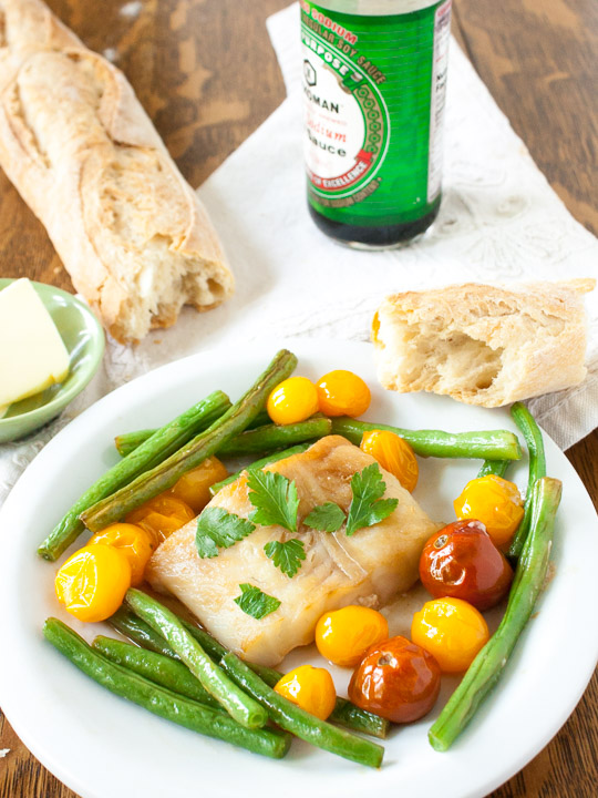 Butter Soy Sauce Sheet Pan Fish Dinner | @TspCurry